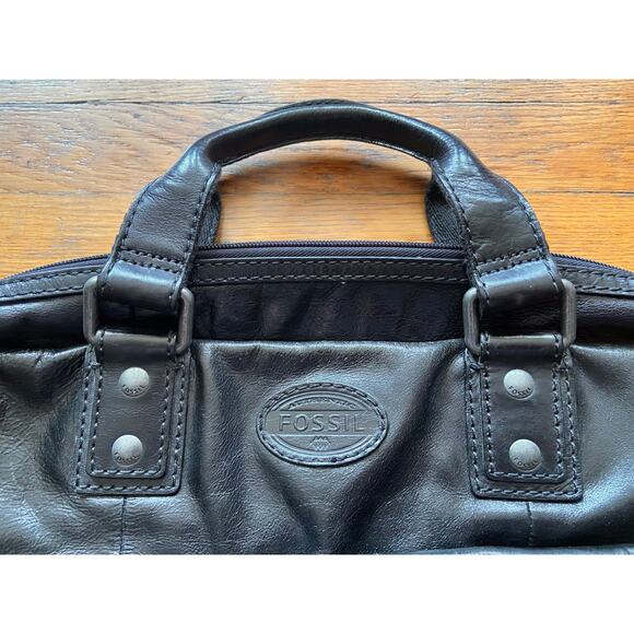 FOSSIL Black Leather Padded Mens Attache - Picture 3 of 12